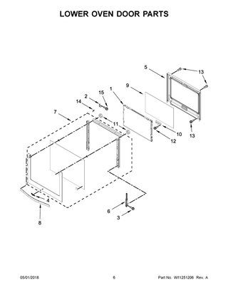 Lower Oven Door Parts Diagram and Parts List for WOD51EC7AW06  Whirlpool Wall Oven