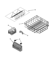 Lower Rack Diagram and Parts List for KUDR01DTBT0  KitchenAid Dishwasher