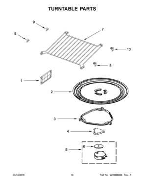 06 - TURNTABLE PARTS Diagram and Parts List for YKMHS120EB1  Whirlpool Microwave
