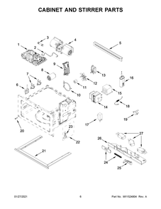 Cabinet And Stirrer Parts Diagram and Parts List for JMC6224HM0  Whirlpool Microwave