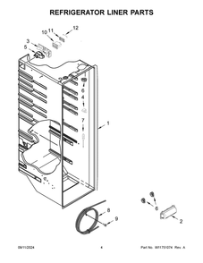03 - Refrigerator Liner Parts Diagram and Parts List for WRS315SDHT11  Whirlpool Refrigerator