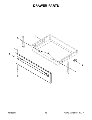 Drawer Parts Diagram and Parts List for WFG515S0JB0  Whirlpool Range