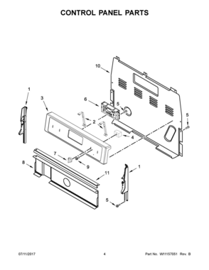 03 - CONTROL PANEL PARTS Diagram and Parts List for WFE525S0HV0  Whirlpool Range