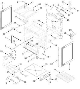 Chassis Parts Diagram and Parts List for CREW3552RB0  Whirlpool Range