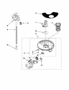 Pump And Motor Parts Diagram and Parts List for 66513023K113  Kenmore Dishwasher