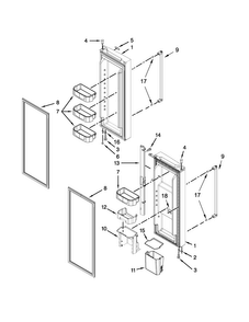 Refrigerator Door Parts Diagram and Parts List for KRFF300ESS00  KitchenAid Refrigerator