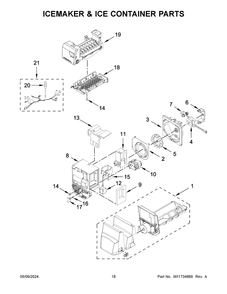 Icemaker And Ice Container Parts Diagram and Parts List for WRX735SDHV10  Whirlpool Refrigerator