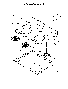 02 - Cooktop Parts Diagram and Parts List for YWFE505W0JW1  Whirlpool Range