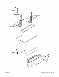 Door And Panel Parts Diagram and Parts List for IUD8100YS3  Whirlpool Dishwasher