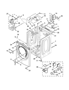Cabinet Parts Diagram and Parts List for 7MWED90HEFW0  Whirlpool Dryer