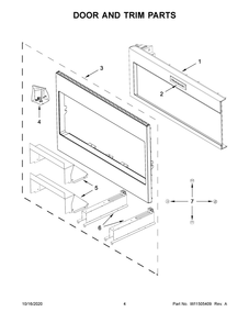 Door And Trim Parts Diagram and Parts List for KMBT5511KSS0  Whirlpool Microwave