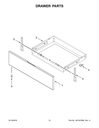 Drawer Parts Diagram and Parts List for WFG510S0HS1  Whirlpool Range