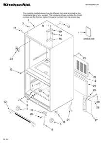 Cabinet Parts Diagram and Parts List for KBRS22KTSS11  KitchenAid Refrigerator