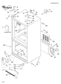 Cabinet Parts Diagram and Parts List for GX5SHDXTQ11  Whirlpool Refrigerator