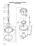AGITATOR, BASKET AND TUB Diagram and Parts List for LA9480XWG0  Whirlpool Washer