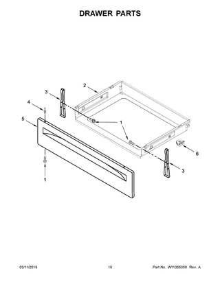 Drawer Parts Diagram and Parts List for YWFC150M0EB3  Whirlpool Range
