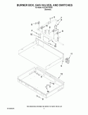 BURNER BOX, GAS VALVES, AND SWITCHES Diagram and Parts List for KGCU407VSS00  KitchenAid Cooktop