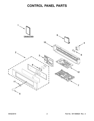 Control Panel Parts Diagram and Parts List for IMBS104GSS02  Whirlpool Microwave