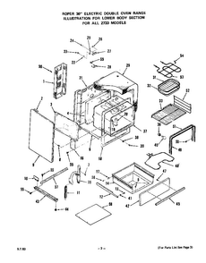 Lower Body Diagram and Parts List for 2733*0A  Roper Range