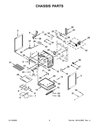 Chassis Parts Diagram and Parts List for YWFE535S0JV0  Whirlpool Range