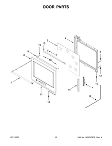 Door Parts Diagram and Parts List for KSDG950ESS7  KitchenAid Range