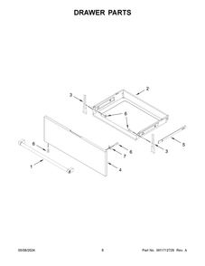Drawer Parts Diagram and Parts List for YKSEG700ESS7  KitchenAid Range