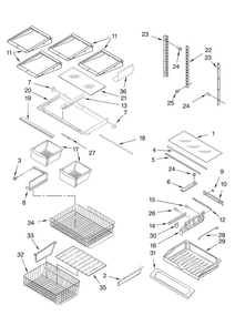 Shelf Parts Diagram and Parts List for GX5FHTXTS11  Whirlpool Refrigerator