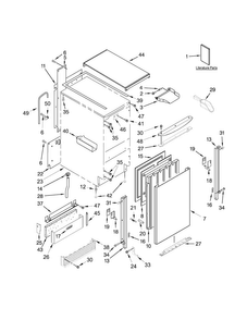 Cabinet, Door And Liner Parts Diagram and Parts List for KUIS18PNZB0  KitchenAid Ice Maker