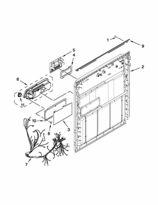 Inner Door Parts Diagram and Parts List for IUD6100BB2  Whirlpool Dishwasher