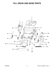 Fill Drain And Base Parts Diagram and Parts List for WDF518SAHB1  Whirlpool Dishwasher