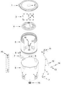 Basket And Tub Parts Diagram and Parts List for WTW4100SW0  Whirlpool Washer