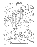 TUB , LITERATURE AND OPTIONAL Diagram and Parts List for SHU75042  Whirlpool Dishwasher