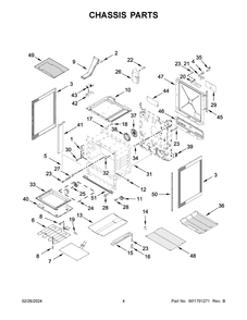 Chassis Parts Diagram and Parts List for WEE745H0LZ4  Whirlpool Range