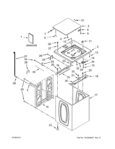 Top & Cabinet Diagram and Parts List for 11027122310  Kenmore Washer