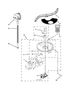 Pump, Washarm And Motor Parts Diagram and Parts List for KDFE454CSS1  KitchenAid Dishwasher