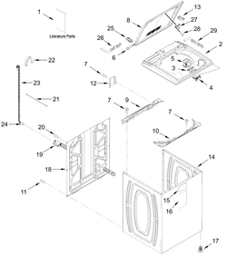Top And Cabinet Parts Diagram and Parts List for WTW4107SW0  Whirlpool Washer