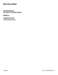 Cover Sheet Diagram and Parts List for KBWS22KCBL00  KitchenAid Refrigerator