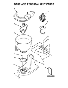 Base And Pedestal Unit Parts Diagram and Parts List for KSM150EPER0  KitchenAid Mixer