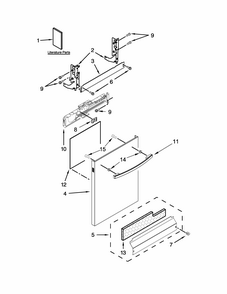 Door Panel Parts Diagram and Parts List for IUD8010DS0  Whirlpool Dishwasher