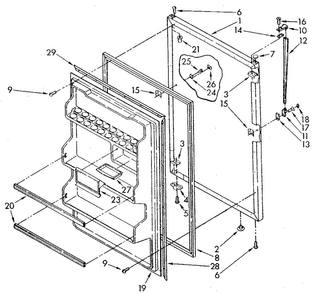 Refrigerator Door Diagram and Parts List for ET18JKXSM04  Whirlpool Refrigerator