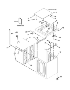 Top And Cabinet Parts Diagram and Parts List for 7MWTW1706BM0  Whirlpool Washer