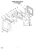 OVEN DOOR PARTS Diagram and Parts List for IBS330PRS01  Whirlpool Wall Oven