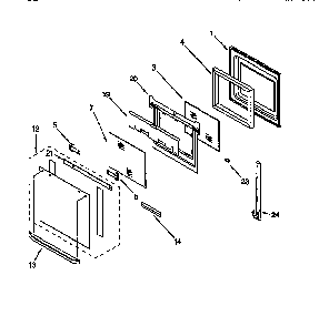 Oven Door Diagram and Parts List for GDB277PDB1  Whirlpool Wall Oven
