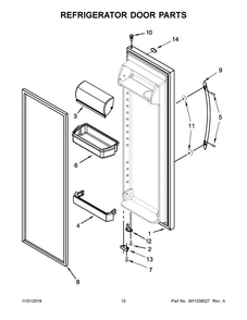 Refrigerator Door Parts Diagram and Parts List for WRS325FNAB00  Whirlpool Refrigerator