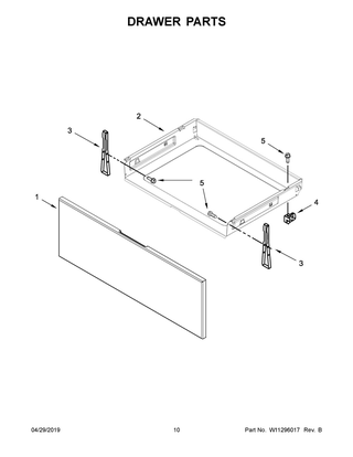 Drawer Parts Diagram and Parts List for WFE525S0HV1  Whirlpool Range