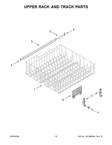 Upper Rack And Track Parts Diagram and Parts List for WDT540HAMZ4  Whirlpool Dishwasher