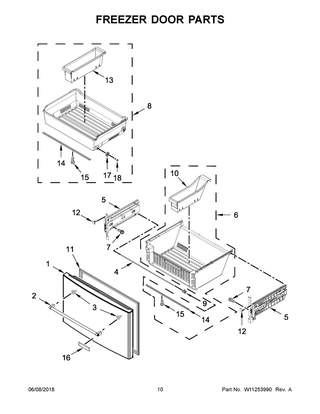 Freezer Door Parts Diagram and Parts List for KRFF507HPS00  Whirlpool Refrigerator