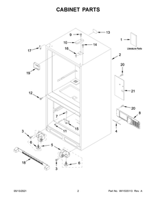 Cabinet Parts Diagram and Parts List for KRBL109ESS03  Whirlpool Refrigerator