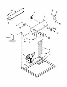 Top And Console Parts Diagram and Parts List for 110C60102310  Kenmore Dryer