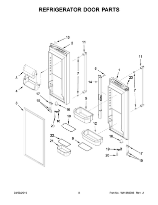 Refrigerator Door Parts Diagram and Parts List for KRFF302ESS02  Whirlpool Refrigerator